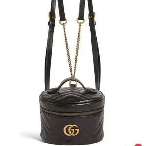 Brand New! Gucci Black Quilted Leather Marmont Mini Round Backpack Bag Gucci Black Quilted Leather Marmont Mini Round Backpack Bag  main image 4
